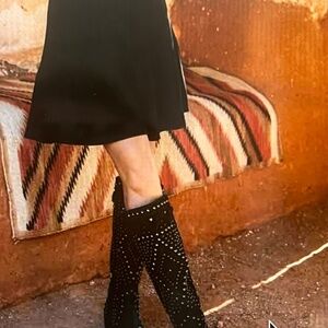 NWOB! Double D Ranch Legend Keeper Black Studded Tall Boots! 7 1/2 B